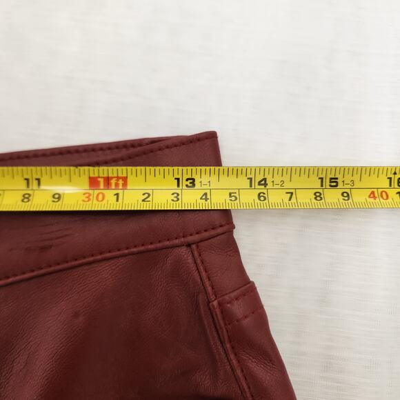 Pistola Pants Womens 26 Dark Red Vegan Leather Straight Crop Holiday Edgy Grunge - Picture 14 of 16